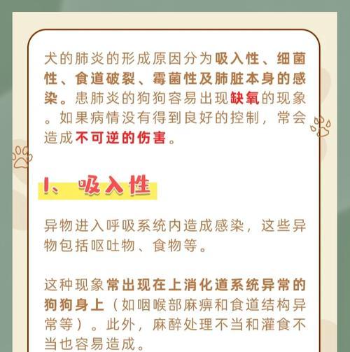 幼犬肺炎的康复时间及预防措施（了解幼犬肺炎的康复时间，保护宝贝犬健康不再受困）